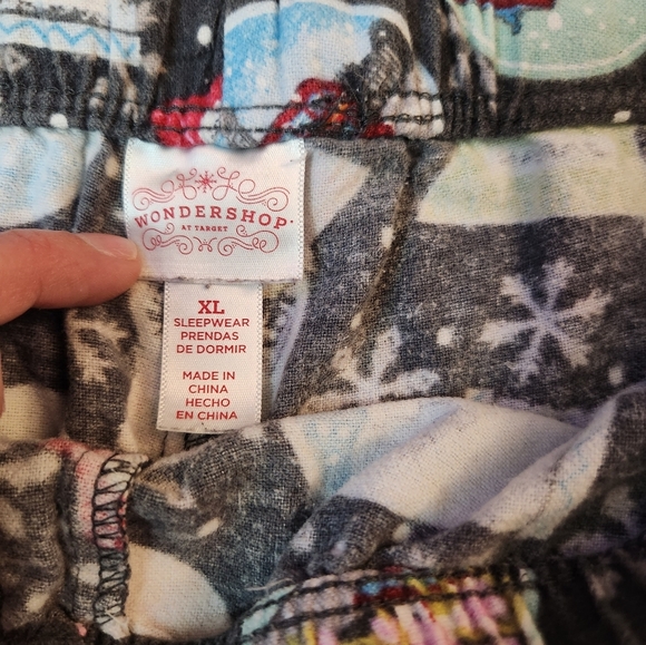 Cozy Snow Globe Print Womens Pajama Pants Snowflake Flannel XL - Picture 4 of 7